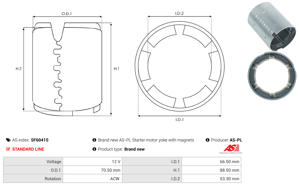 Brand new AS-PL Starter motor yoke with magnets